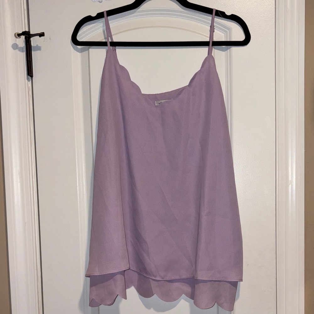 White Birch Lilac Scalloped Cami